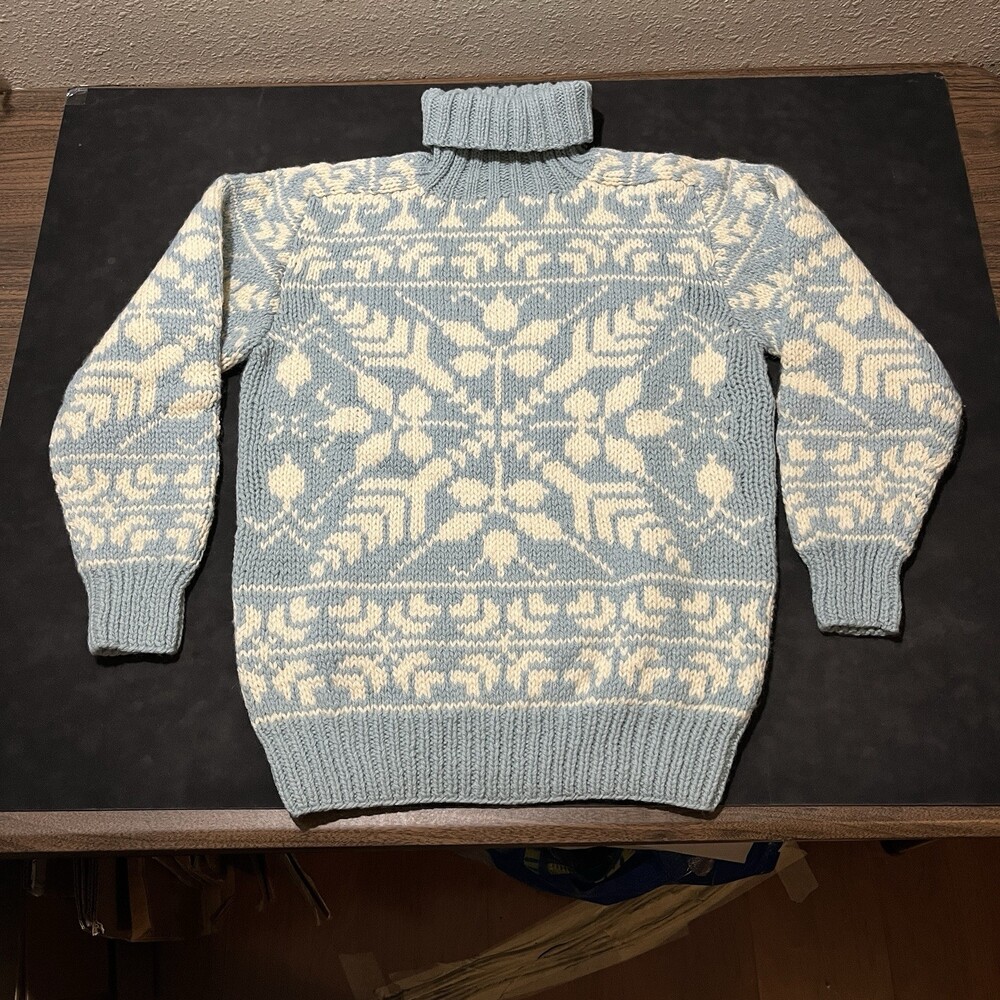 Vintage Eddie Bauer Men Wool Fair Isle Sweater 70s Skyliner Cowichan Loppapisya